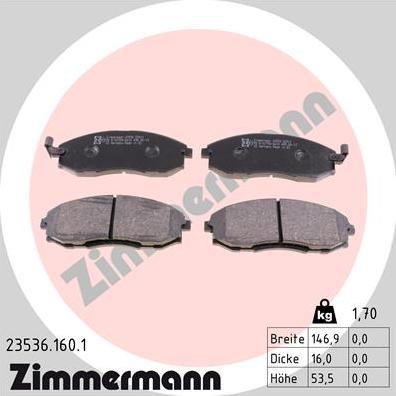 Zimmermann 23536.160.1 - Гальмівні колодки, дискові гальма autozip.com.ua