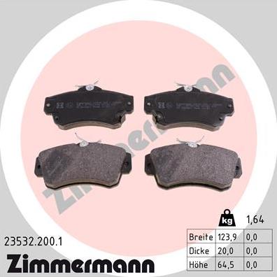 Zimmermann 23532.200.1 - Гальмівні колодки, дискові гальма autozip.com.ua