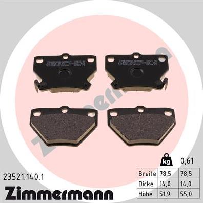 Zimmermann 23521.140.1 - Гальмівні колодки, дискові гальма autozip.com.ua
