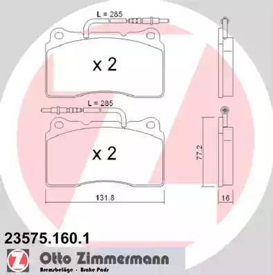 Zimmermann 23575.160.1 - Гальмівні колодки, дискові гальма autozip.com.ua