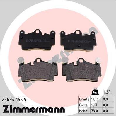 Zimmermann 23694.165.9 - Гальмівні колодки, дискові гальма autozip.com.ua