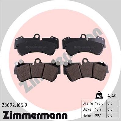 Zimmermann 23692.165.9 - Гальмівні колодки, дискові гальма autozip.com.ua
