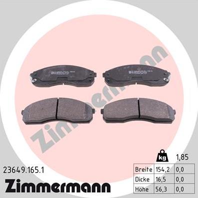 Zimmermann 23649.165.1 - Гальмівні колодки, дискові гальма autozip.com.ua