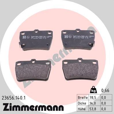 Zimmermann 23656.140.1 - Гальмівні колодки, дискові гальма autozip.com.ua