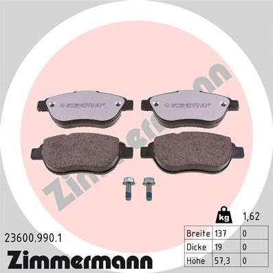 Zimmermann 23600.990.1 - Гальмівні колодки, дискові гальма autozip.com.ua
