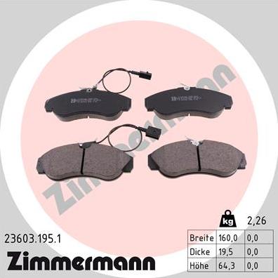 Zimmermann 23603.195.1 - Гальмівні колодки, дискові гальма autozip.com.ua