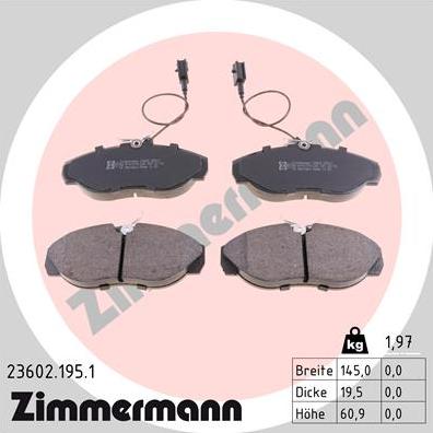 Zimmermann 23602.195.1 - Гальмівні колодки, дискові гальма autozip.com.ua