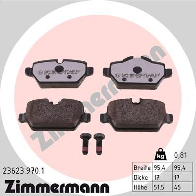 Zimmermann 23623.970.1 - Гальмівні колодки, дискові гальма autozip.com.ua