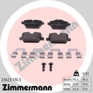 Zimmermann 23623.170.3 - Гальмівні колодки, дискові гальма autozip.com.ua