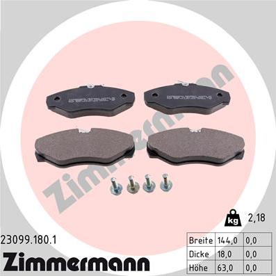 Zimmermann 23099.180.1 - Гальмівні колодки, дискові гальма autozip.com.ua