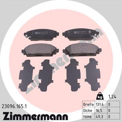 Zimmermann 23096.165.1 - Гальмівні колодки, дискові гальма autozip.com.ua
