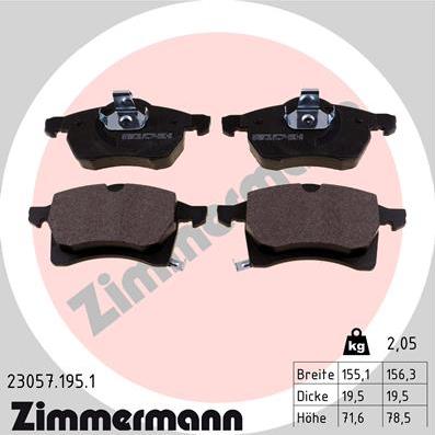 Zimmermann 23057.195.1 - Гальмівні колодки, дискові гальма autozip.com.ua