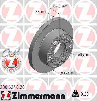 Zimmermann 230.6240.20 - Гальмівний диск autozip.com.ua