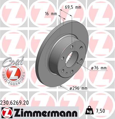 Zimmermann 230.6269.20 - Гальмівний диск autozip.com.ua