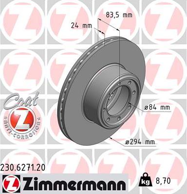 Zimmermann 230.6271.20 - Гальмівний диск autozip.com.ua