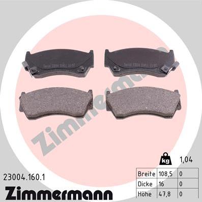 Zimmermann 23004.160.1 - Гальмівні колодки, дискові гальма autozip.com.ua