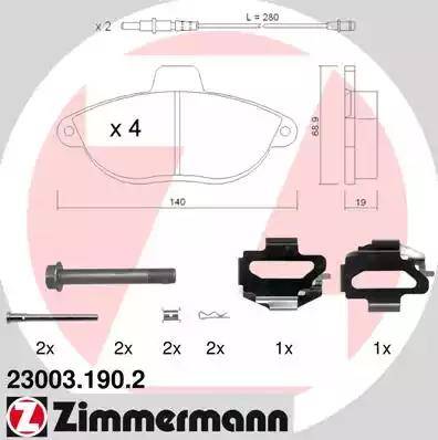 Zimmermann 23003.190.2 - Гальмівні колодки, дискові гальма autozip.com.ua