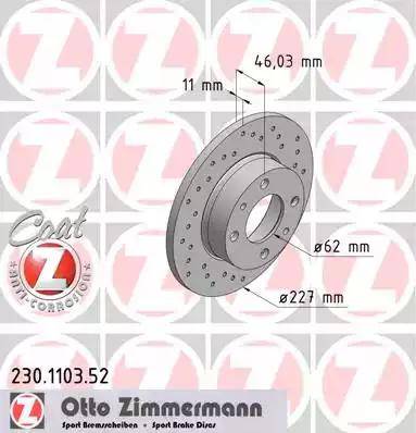 Zimmermann 230.1103.52 - Гальмівний диск autozip.com.ua