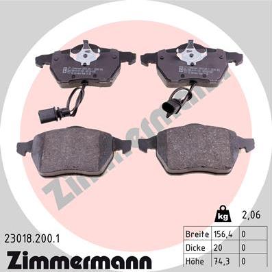 Zimmermann 23018.200.1 - Гальмівні колодки, дискові гальма autozip.com.ua