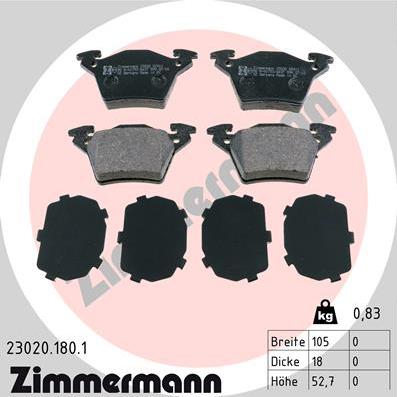 Zimmermann 23020.180.1 - Гальмівні колодки, дискові гальма autozip.com.ua