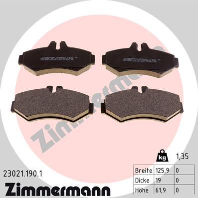 Zimmermann 23021.190.1 - Гальмівні колодки, дискові гальма autozip.com.ua