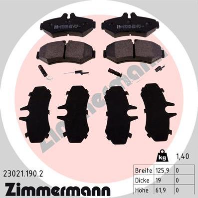 Zimmermann 23021.190.2 - Гальмівні колодки, дискові гальма autozip.com.ua