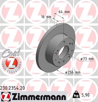 Zimmermann 230.2354.20 - Гальмівний диск autozip.com.ua
