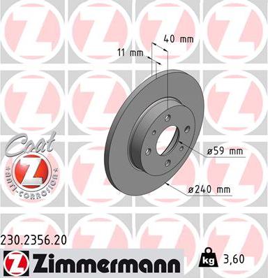 Zimmermann 230.2356.20 - Гальмівний диск autozip.com.ua