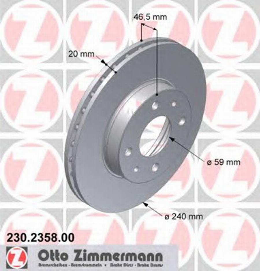 Zimmermann 230235800 - Гальмівний диск autozip.com.ua