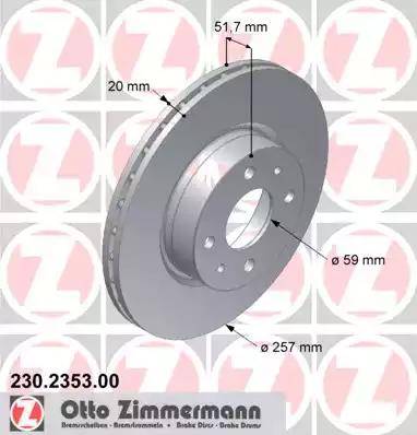 Zimmermann 230.2353.00 - Гальмівний диск autozip.com.ua