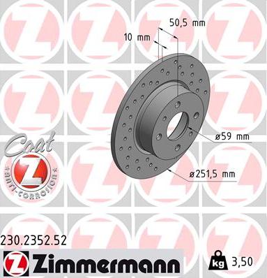 Zimmermann 230.2352.52 - Гальмівний диск autozip.com.ua