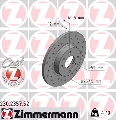 Zimmermann 230.2357.52 - Гальмівний диск autozip.com.ua