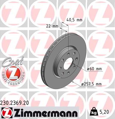 Zimmermann 230.2369.20 - Гальмівний диск autozip.com.ua