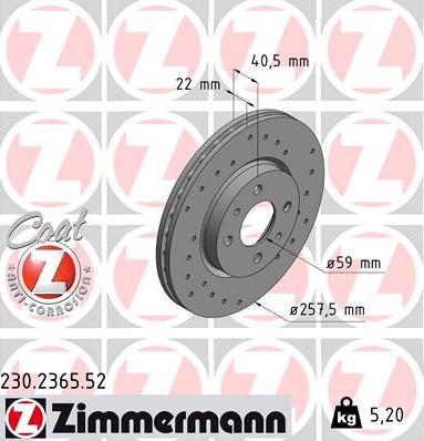 Zimmermann 230.2365.52 - Гальмівний диск autozip.com.ua