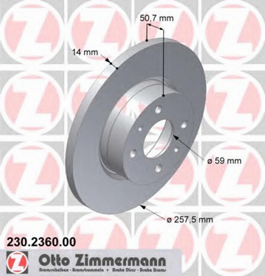 Zimmermann 230236000 - Гальмівний диск autozip.com.ua