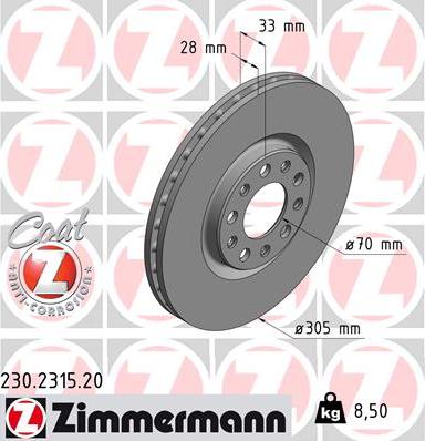 Zimmermann 230.2315.20 - Гальмівний диск autozip.com.ua