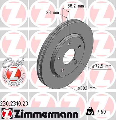 Zimmermann 230.2310.20 - Гальмівний диск autozip.com.ua