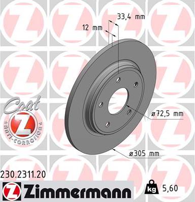 Zimmermann 230.2311.20 - Гальмівний диск autozip.com.ua