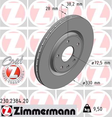 Zimmermann 230.2384.20 - Гальмівний диск autozip.com.ua