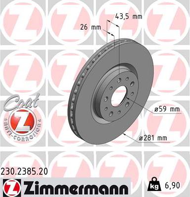 Zimmermann 230.2385.20 - Гальмівний диск autozip.com.ua