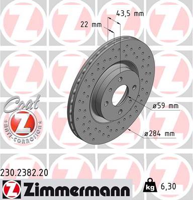 Zimmermann 230.2382.20 - Гальмівний диск autozip.com.ua