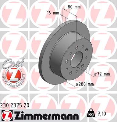 Zimmermann 230.2375.20 - Гальмівний диск autozip.com.ua
