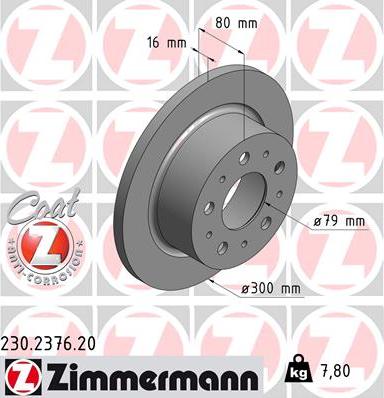 Zimmermann 230.2376.20 - Гальмівний диск autozip.com.ua