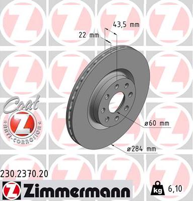 Zimmermann 230.2370.20 - Гальмівний диск autozip.com.ua