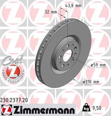 Zimmermann 230.2377.20 - Гальмівний диск autozip.com.ua