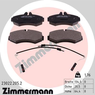 Zimmermann 23022.205.2 - Гальмівні колодки, дискові гальма autozip.com.ua