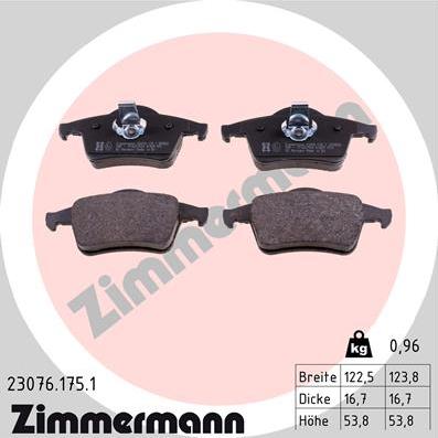 Zimmermann 23076.175.1 - Гальмівні колодки, дискові гальма autozip.com.ua