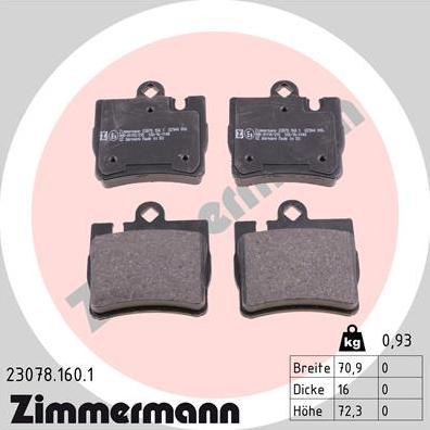 Zimmermann 23078.160.1 - Гальмівні колодки, дискові гальма autozip.com.ua