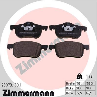 Zimmermann 23073.190.1 - Гальмівні колодки, дискові гальма autozip.com.ua