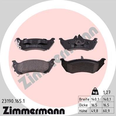 Zimmermann 23190.165.1 - Гальмівні колодки, дискові гальма autozip.com.ua
